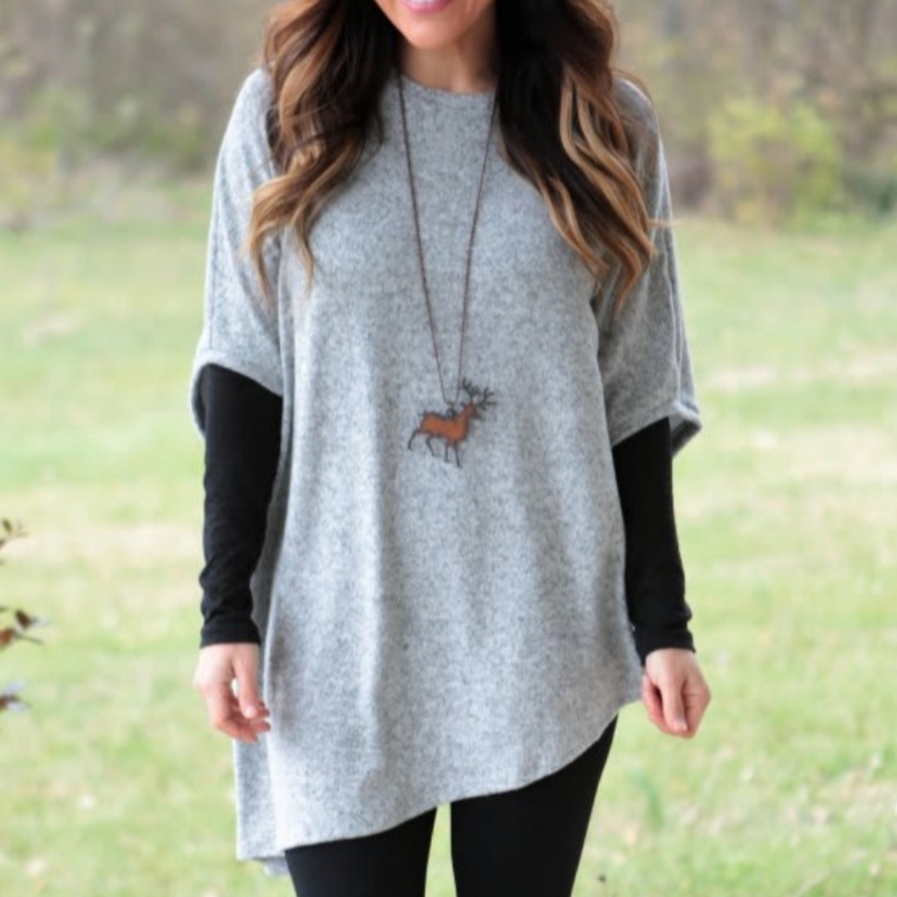 Soft & Cozy Gray Poncho